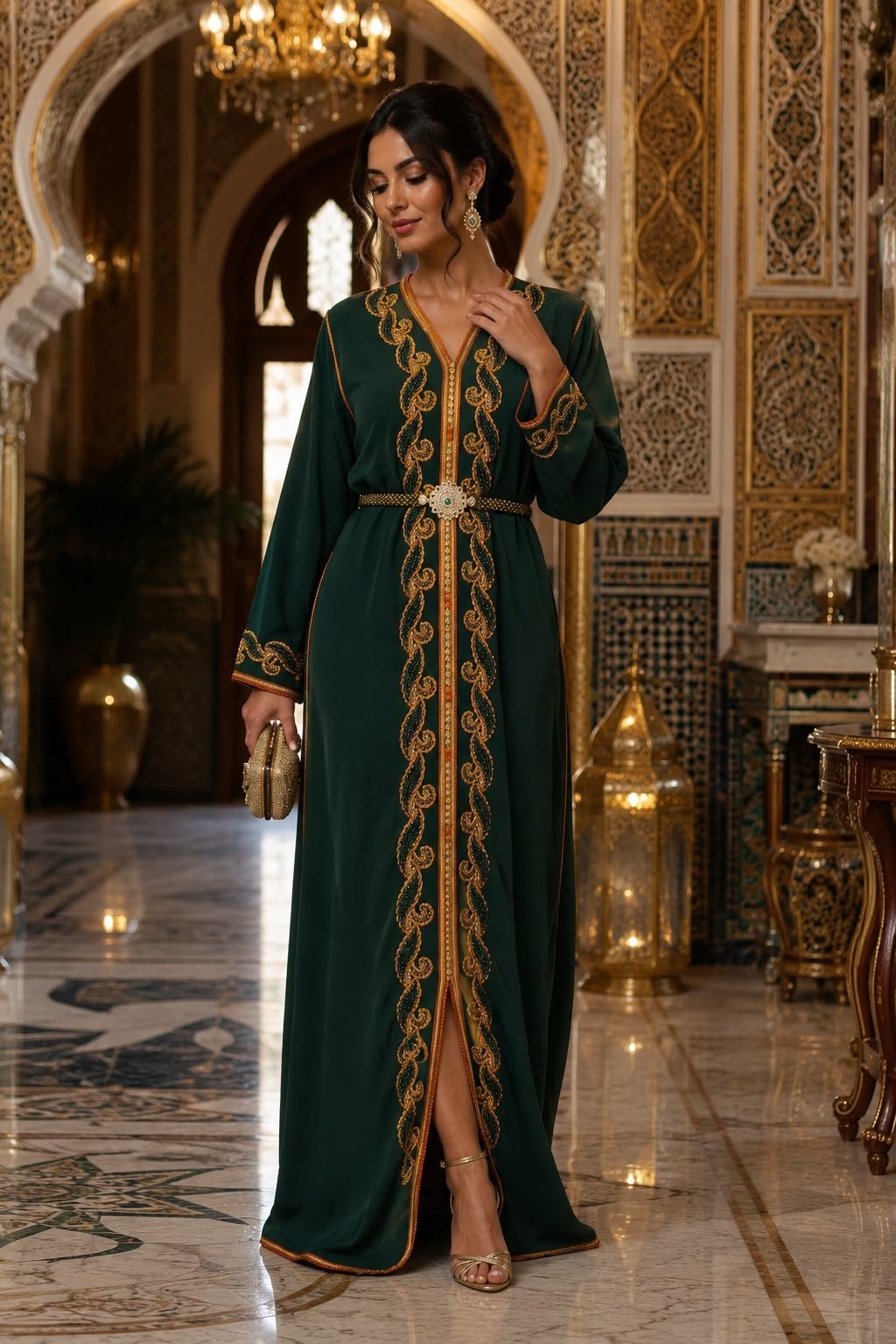 2025/12/1000686189.jpg قفطان مغربي أخضر فاخر | Imane Chradni House - Image 1